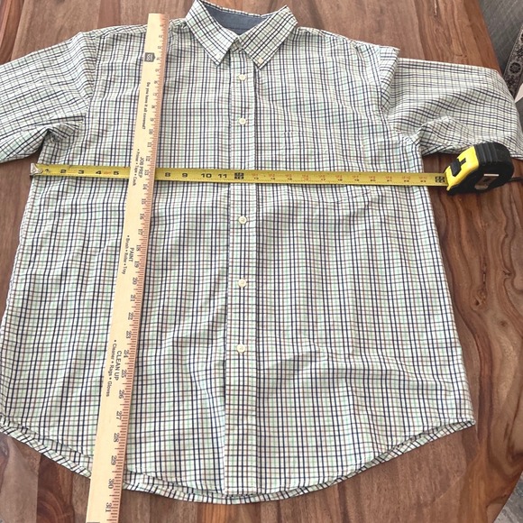 Saddlebred Mens Medium Long Sleeve Tattersall Check Button Down Shirt Blue Green - Picture 6 of 10
